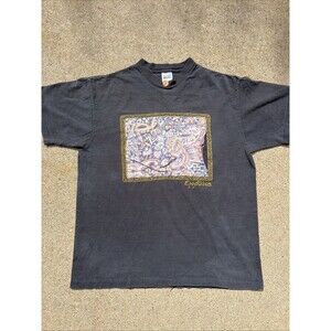Vintage Anvil Flower Floral & Paisley Graphic Black Single Stitch XL Shirt